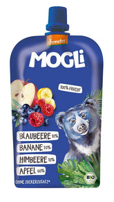 Fruit puree apple - banana - blueberry - raspberry without added sugar ORGANIC 120 g - MOGLI